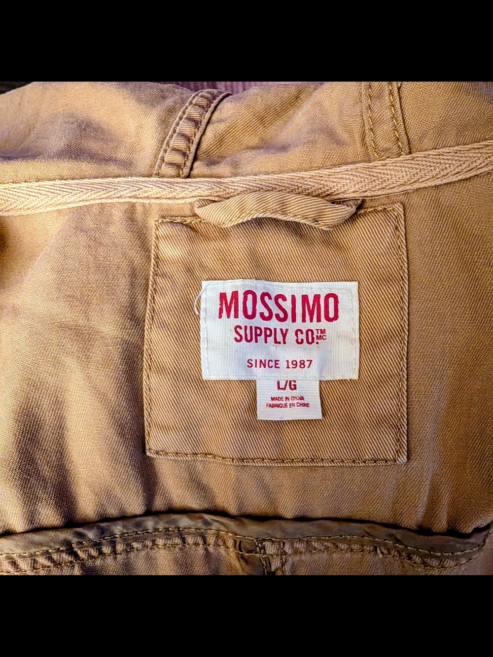 NWOT Mossimo Supply Co. 2015 Women’s Canvas Hooded Utility Jacket Camel Size L - Picture 6 of 11